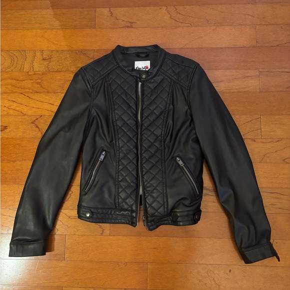 Women's Black Quilted Leather Jacket - Picture 1 of 3